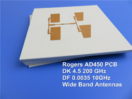 広いバンド アンテナのための液浸の金が付いている10mil 0.254mmの基質で造られるロジャースAD450高周波PCB。
