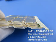 低雑音のブロックのための金が付いているロジャース4003控えめなRF PCB 20.7mil RO4003C LoProの逆によって扱われるホイル