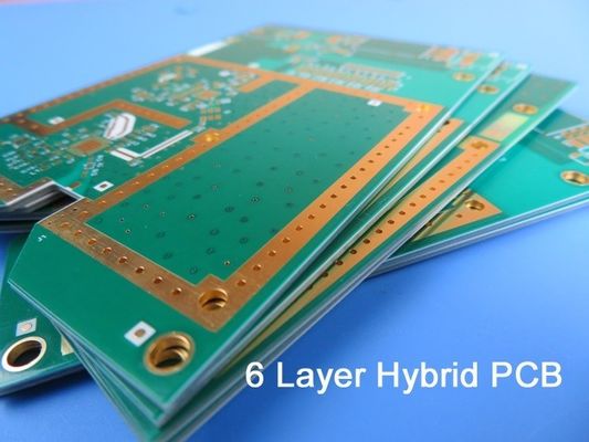 盲目との20mil 0.508mm RO4350BおよびFR-4の高周波雑種PCBの6層混合されたPCBを経て